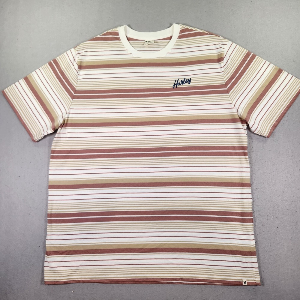 Hurley Men's Naturals Stripe Short Sleeve T-Shirt Phantom Rose Size XXL New